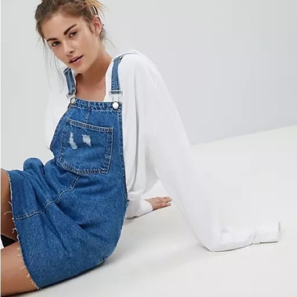 Pull&Bear Classic Denim Overalls Dress